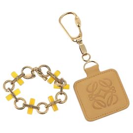LOEWE Charm Cuir métal 2 Set Beige Or Auth bs31490 Beige Doré