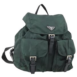 PRADA Rucksack aus Nylon grün silber authentisch 154589 Silber Grün