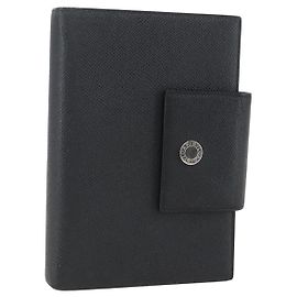 Bulgari BVLGARI Day Planner Cover Leather Black Auth 156220 Black