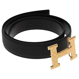 Hermès HERMES Constance Gürtel Gürtel Leder 42,9"""""""" Schwarz Gold Auth am7024AM Schwarz Golden