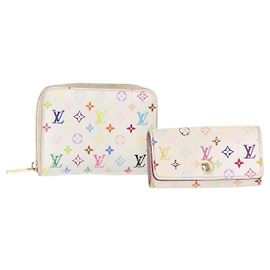 MONEDERO Zippy Multicles 4 de LOUIS VUITTON 2 Conjunto Blanco Auth am9908 Blanco