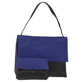 Céline CELINE Borsa a Spalla All Soft Pelle Blu Nera Argento Auth BA6374 Nero Argento Blu