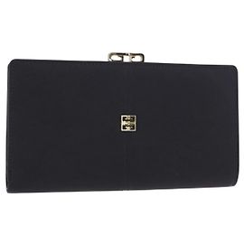 GIVENCHY Long Wallet Leather Black Auth 153774V Black
