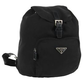 Mochila PRADA de nylon negro plata auténtica bs31715 Negro Plata