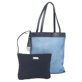 Bolsa de mão em malha LOEWE de nylon e couro azul Auth ka884 Azul