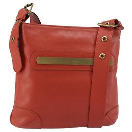 Chloé Bolsa de Ombro de Couro Laranja Auth BA8858 Laranja