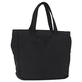 PRADA Sac à main en nylon noir Auth ep12285 Noir