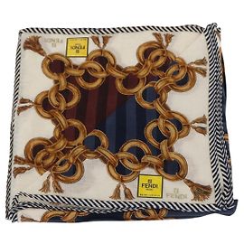 Set di 2 pezzi FENDI Sciarpa Cotone Blu Marino Bordeaux Auth am9897 Bordò Blu navy