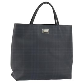 Schwarze Leder-Handtasche mit Nova Check-Muster von BURBERRY, authentisch Silber BA8861 Schwarz Silber