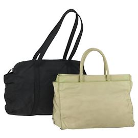 PRADA Sac à main Nylon 2 Set Noir Beige Auth 151501 Noir Beige