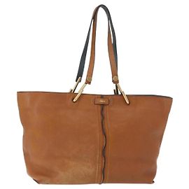 Chloé Borsa Tote in Pelle Marrone Oro Auth BA8911 Marrone D'oro