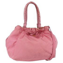 PRADA Sac à main Nylon 2en1 Rose Or Auth 156270 Rose Doré
