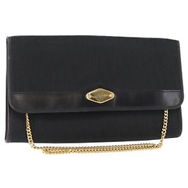Borsa a spalla in tela Trotter Christian Dior nera e oro Auth 157803 Nero D'oro
