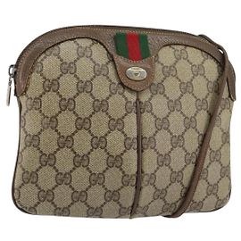 Bolsa Sherry Line GG Supreme Web da GUCCI em PVC bege e dourado 904 02 047 Auth 156831 Bege Dourado