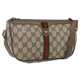 Borsa Sherry Line GG Supreme Web di GUCCI in PVC beige e oro 89 02 054 Auth 157071 Beige D'oro