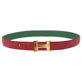 Hermès HERMES Constance Belt Leather 28.7"" Red Auth 157051 Red