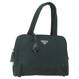 PRADA Handtasche Nylon Grün Silber Auth 151461 Silber Grün
