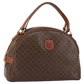 Céline Bolsa de mão em lona Macadam CELINE em couro PVC marrom dourado Auth 154710 Marrom Dourado