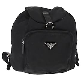 PRADA Backpack Nylon Black Silver Auth bs31366 Black Silvery