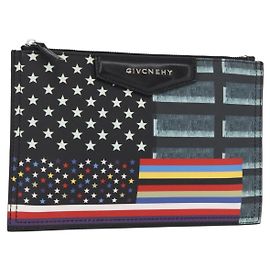 Borsa Clutch GIVENCHY in pelle nera argento Auth BA8441 Nero Argento
