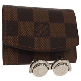 LOUIS VUITTON Damier Ebene Cuff Case Set Cuffs Silver LV Auth BA8383V Silvery Damier ebene