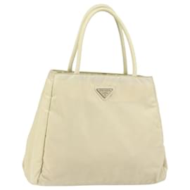 PRADA Tote Bag Nylon Ivory Silver Auth ar13818 Silvery Cream