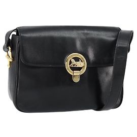 Borsa a Spalla CÉLINE Carrozza in Pelle Nera e Oro Auth ka264 Nero D'oro
