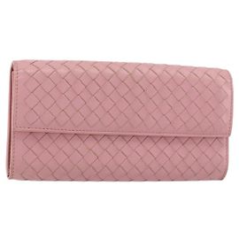 Autre Marque BOTTEGA VENETA INTRECCIATO Long Wallet Leather Pink Auth bs31596 Pink