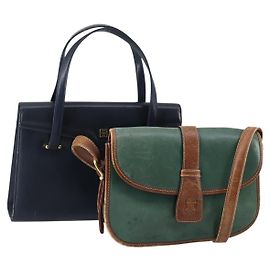 Céline CELINE Givenchy Handtasche Leder 2 Set Marinegrün Auth BA8093 Grün Marineblau