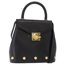 Borsa a mano Salvatore Ferragamo in pelle 2 in 1 nera e oro Auth 152685 Nero D'oro