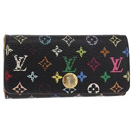 LOUIS VUITTON Monogram Multicolor Multicles 4 Key Case Black M93732 Auth 152246 Black