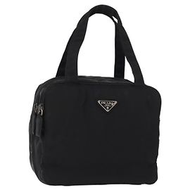 Borsa a mano PRADA in nylon nero argento Auth BA7771 Nero Argento