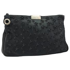 Borsa a mano in pelle nera e dorata con borchie Jimmy Choo Auth bs30999 Nero D'oro