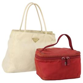 PRADA Handtasche Nylon 2 Set Rot Weiß Auth bs30661 Weiß Rot