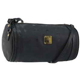 Bolsa de Ombro MCM Vicetos Logogram PVC Preto Ouro Auth 151037 Preto Dourado