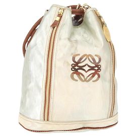 LOEWE Backpack Coated Canvas Gold Silver Auth 149520 Silvery Golden