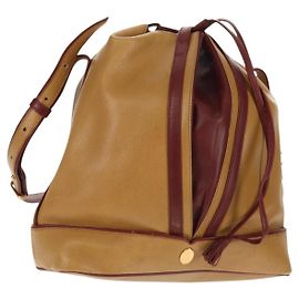 Cartier Bolsa de ombro de couro bege Auth 151907 Bege