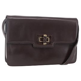 Bolsa de Ombro de Couro Marrom Dourado GUCCI 004 46 0087 Auth ka263 Marrom Dourado