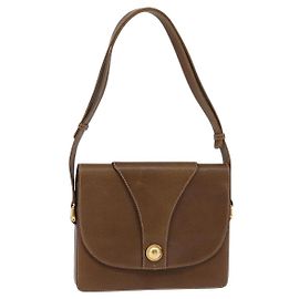Bolsa de Ombro de Couro Gucci Dourada Marrom Auth ep11437 Marrom Dourado