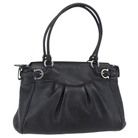 Borsa Tote Gancini in pelle nera e argento di Salvatore Ferragamo Auth 147518 Nero Argento