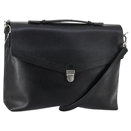 Salvatore Ferragamo Business Bag Leather 2way Black Silver Auth bs29929 Black Silvery