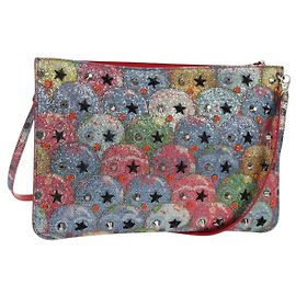 Borsa a Spalla Christian Louboutin Paillettes Rosso Argento Auth 140194V Argento Rosso