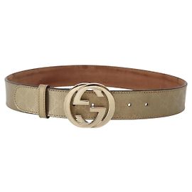 Gucci CINTURÓN INTERLOCKING GG IMPLEMENTATION 37"" DORADO 114876 Auth 143201 Dorado