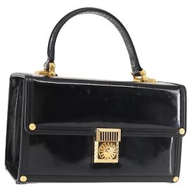 Pochette Vanity VERSACE Émail Noir Or Auth BA6291 Noir Doré