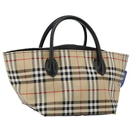 Autre Marque Burberrys Nova Check Handtasche aus Nylon in Beige mit blauer Etikette, authentisch in Silber kk557 Silber Beige