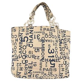 CHANEL Bisy Linie Tote Bag aus Canvas Weiß CC Auth 145779 Weiß
