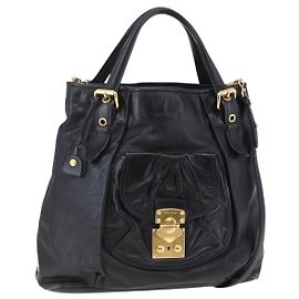 Borsa Tote Miu Miu in pelle 2 in 1 nera e oro Auth bs29797 Nero D'oro