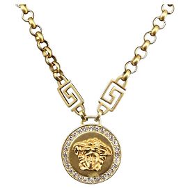 COLLIER Méduse VERSACE en métal doré Auth bs30845 Doré