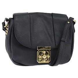 Chloé Chloe Elsie Shoulder Bag Leather Black Gold Auth 148917 Black Golden