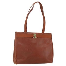 Sac à main Vala en cuir embossé Salvatore Ferragamo marron or Auth gh1259 Marron Doré
